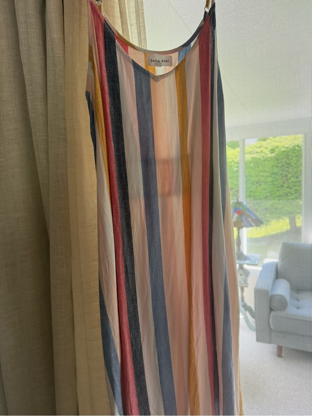 Bella Dahl Vertical Striped Middi Dress - Blue, Yellow, Pink